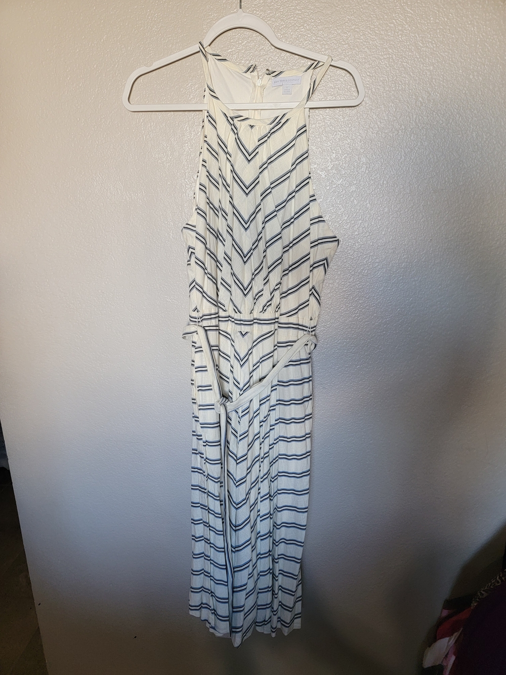 New York & Company White Striped Maxi Dress